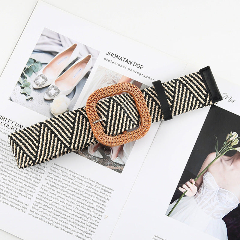 Cotton And Linen Straw Woven Belt Women Cotton And Linen Straw Woven Belt Women